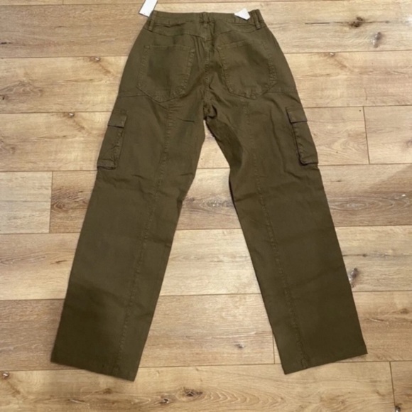 GOOD AMERICAN Cargo Pants Green Military Y2K Size 2 26 Small NEW Straight Leg. - Picture 4 of 6